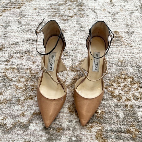 Jimmy Choo Typhoon Black Beige Multicolor D’Orsay Pumps Heels - Picture 4 of 12